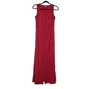 J.Jill Button Front Adjustable Drawstring Waist Maxi Dress